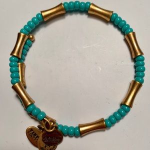 Turquoise and gold brass beaded wrap Alex and Ani